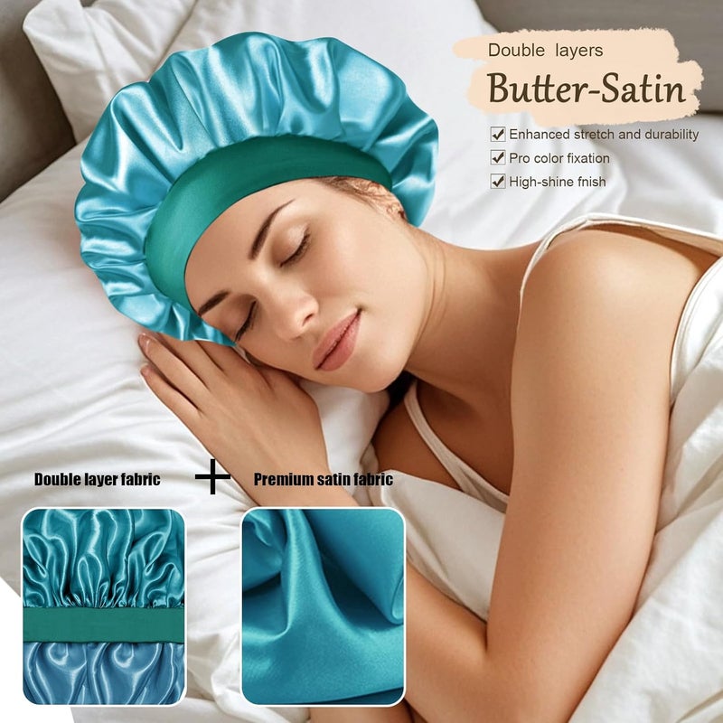 Doitory Store Satin Silk Bonnet for Sleeping, Soft Satin Lined Hair Bonnet for Women, Double Layer Sleep Nightcap - Image 3